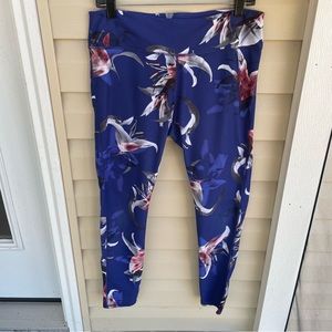 Fabletics purple floral print ankle Leggings Large